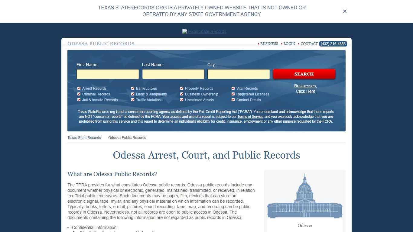 Odessa Arrest and Public Records | Texas.StateRecords.org